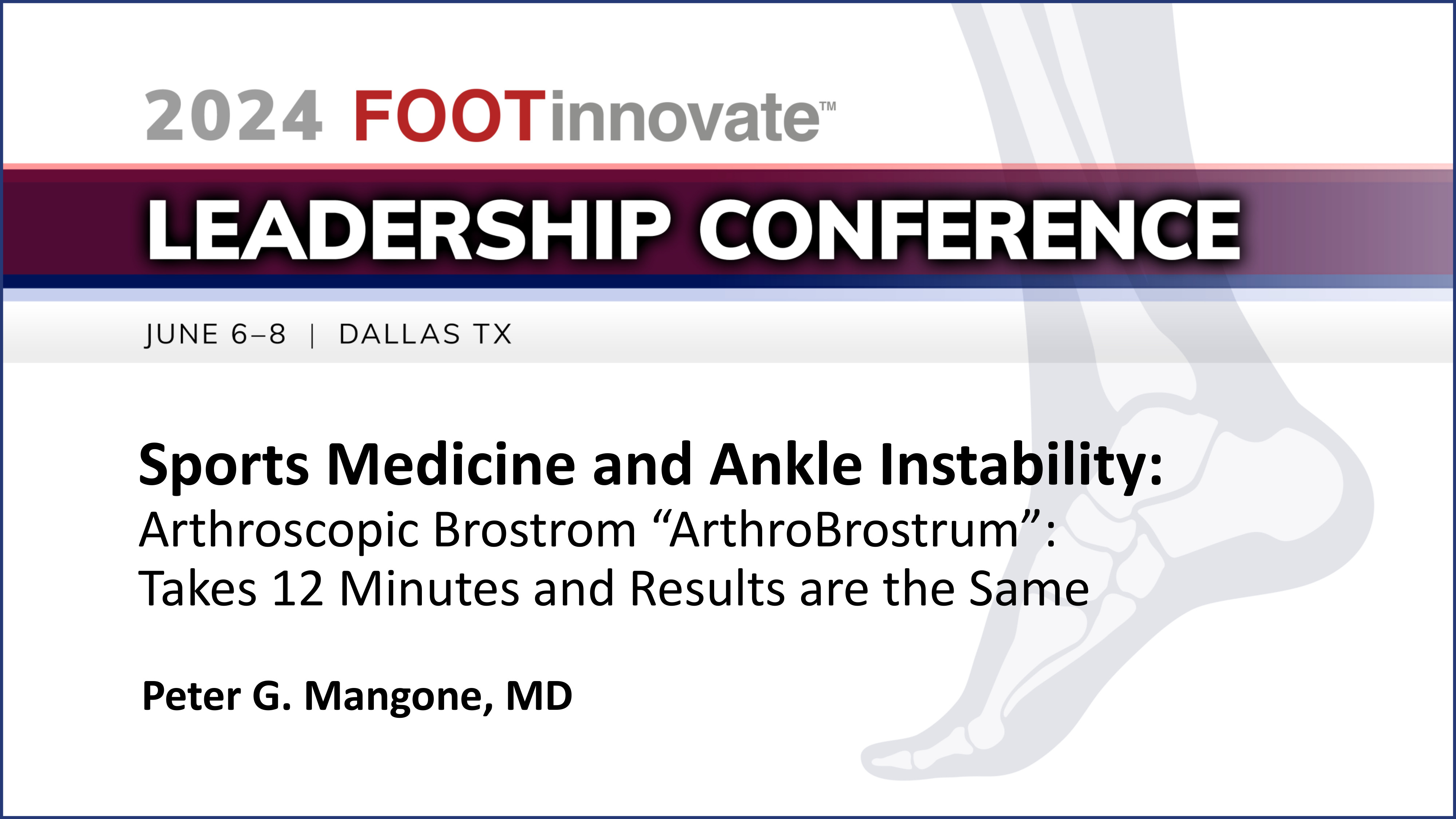 2024 FILC: Arthroscopic Brostrom “ArthroBrostrum”: Takes 12 Minutes and Results are the Same